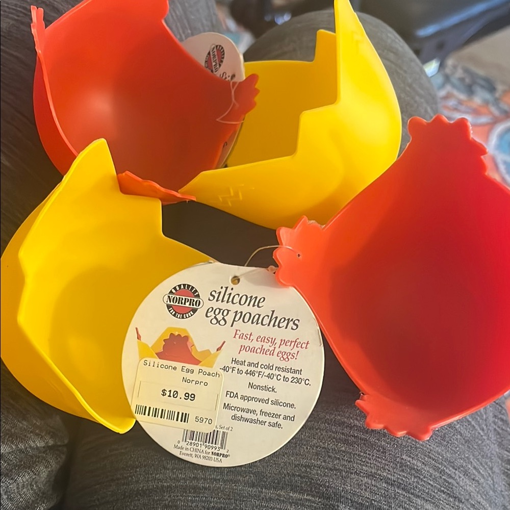 Norpro Silicone Egg Poachers - Red and Yellow